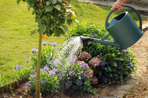 Professional gardeners maintaining a vibrant landscape in Waterloo